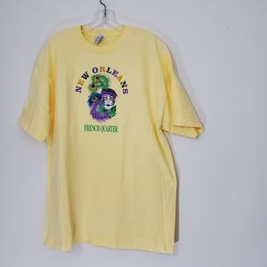 AAA Yellow New Orleans French Quartered embroidered Tee, Size XL